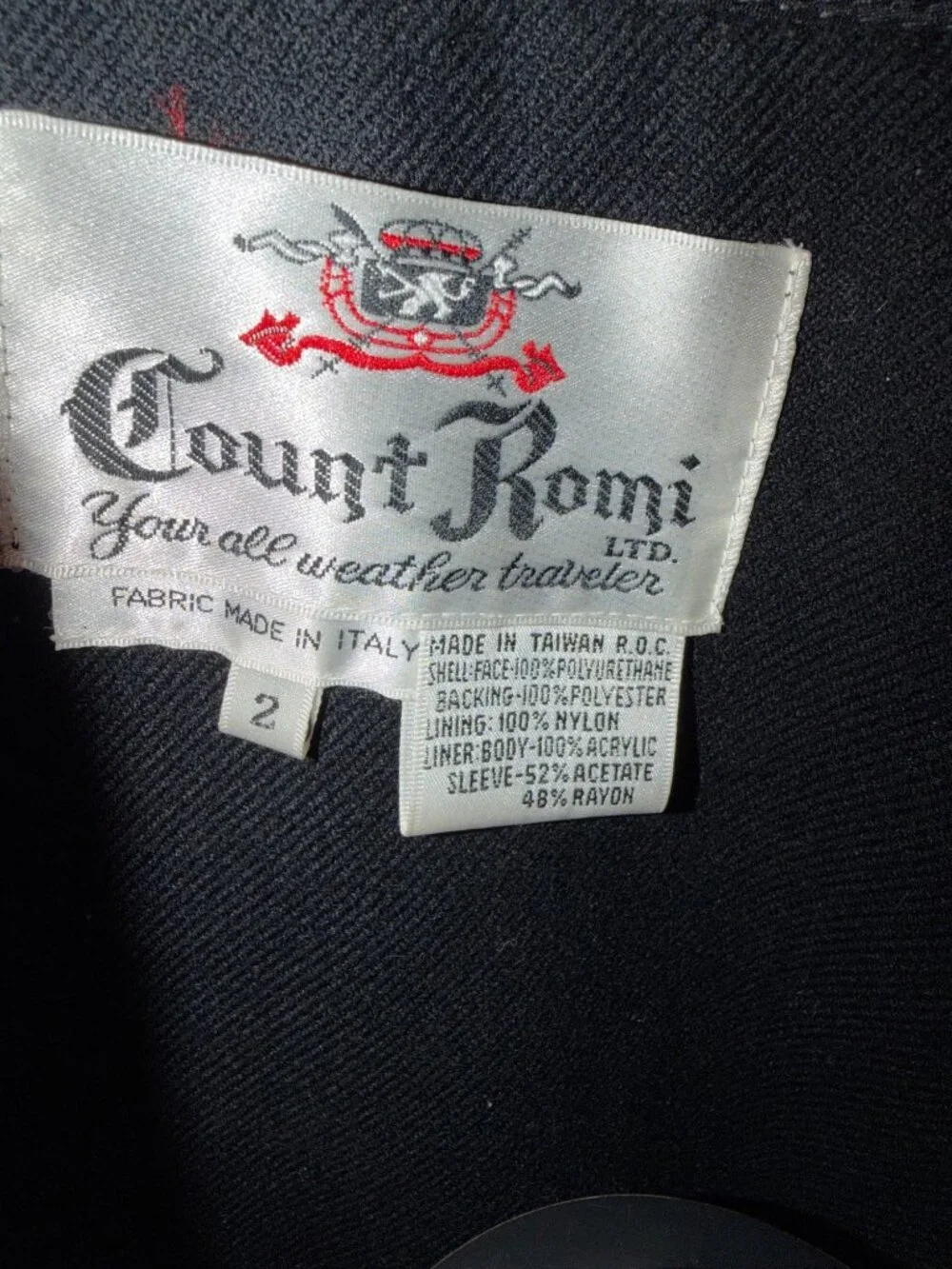 Count Romi All Weather Traveler Evening Coat Size 2 Black Button Front Vintage - Picture 6 of 13